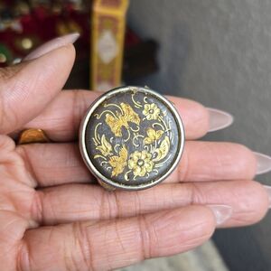 Vintage Gold and Brown Floral Trinket Box